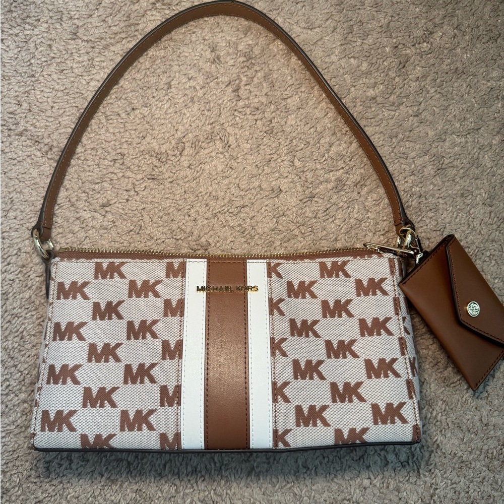 Michael Kors Medium Logo Jacquard Pouchette with card case